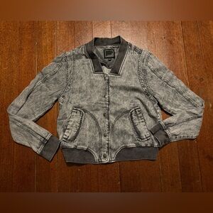Lily & Lottie Acid Washed Bomber Jacket ~ size XS
